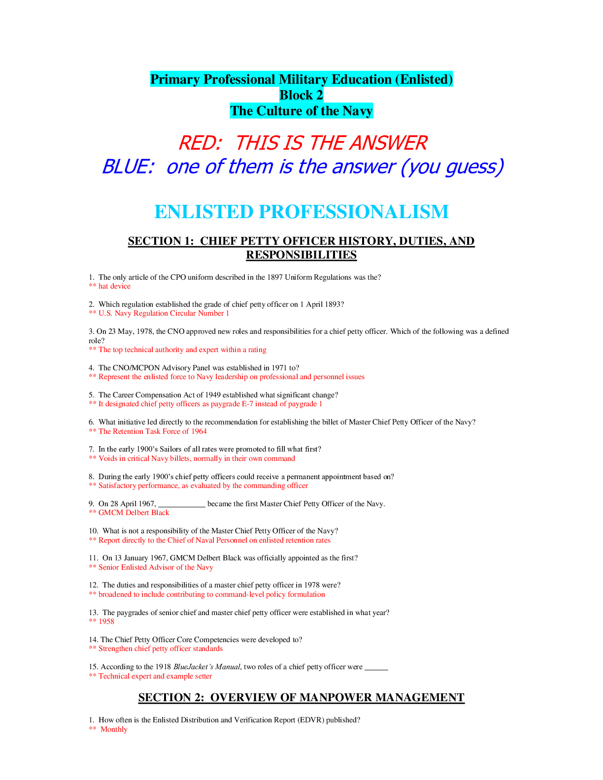 Preview of PPME Block 1-7 - Primary Professional Military Education (Enlisted) Block 1 to 7 | (test-b